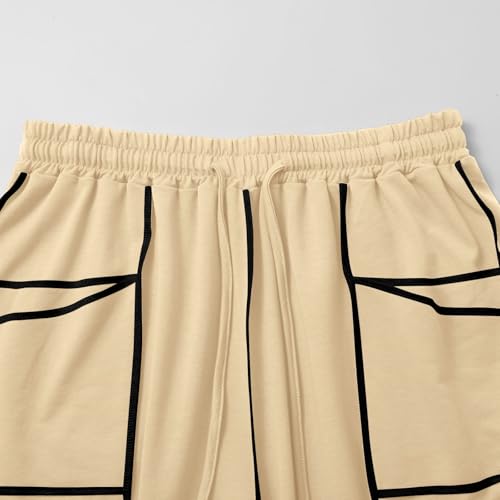 Image of Barrel Pants Women Casual Cargo Wide Leg Baggy Sweatpants Drawstring High Waisted Lounge Palazzo Pants with Pockets