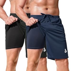 SILKWORLD Men’s Athletic Basketbal Shorts – 10″ Mesh Cool Dry Gym Workout Shorts with Liner and Zipper Pockets