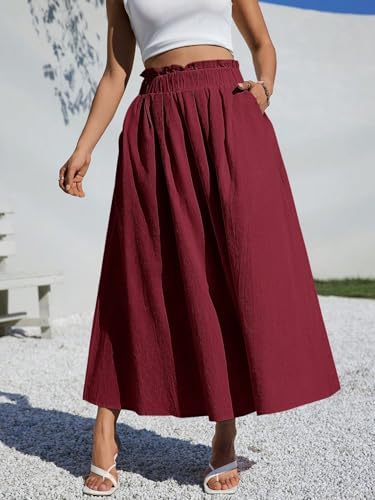 Trend Women's Summer Basic Skirt Casual A-Line Midi Skirt For Summer Fits Beach High Waist For Beach2