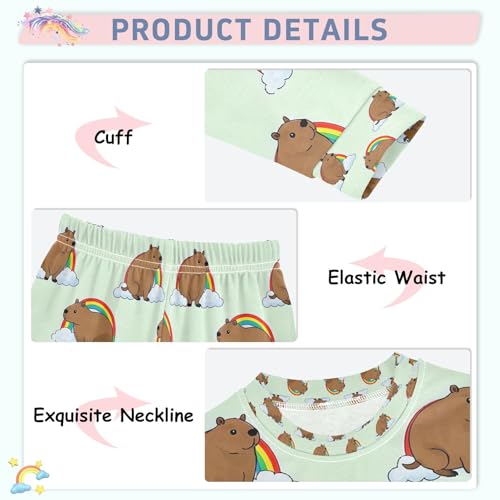 senya Capybara with Rainbow P Pajamas Set Long Sleeve Soft Cotton Sleepwear 2 Piece4
