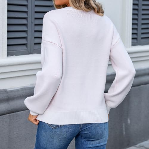 Image of Womens Knitted Pullover Bow Sweater Long Sleeve Crewneck Y2k Casual Bow Top