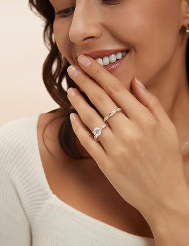 Image of Mameloly 1.5ct Engagement Rings for Women Round Bridal Ring Sets Cubic Zirconia Wedding Band Twisting Infinity Pave Set Size 3-12