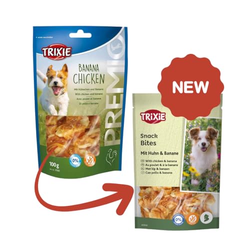 TRIXIE Premio Banana Chicken | 6 x 100 g | Ergänzungsfuttermittel für Hunde | Mit Huhn und Banane | 61% Fleischgehalt | Glutenfreie Rezeptur | Ohne Zuckerzusatz