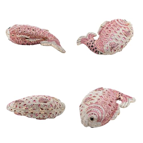 Image of Women Mini Fish Clutch Luxury Rhinestones Purse Sparkling Banquet Handbag Wedding Party Clutch Bag