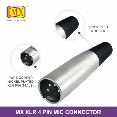 Image of MX 3 Pin XLR Microphone pin Pure Copper Nickel Plated for High Conductivity microphone (4 Pin Male XLR, Pack of 2, Male Connector)