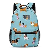 Bribay Kids Backpack for Teens Girls Boys, Dog Cute Kids Happy Colorful Funny Water Resistant Child Bookbag School Bag with Adjustable Padded Straps