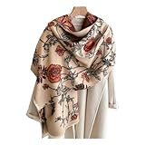 ZBZBDFC Schal Warmer Schal, Damenschal Aus Kaschmirimitat Mit Flora- Und...