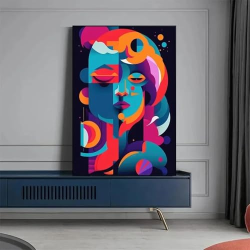Peinture murale style nordique abstrait 60x80cm cadre inclus