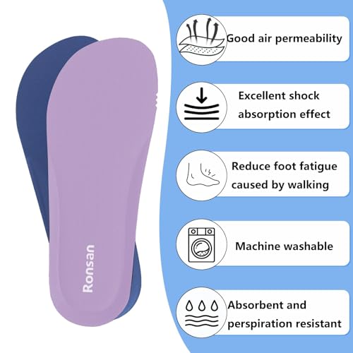 Image of Ronsan Shoe Insoles of Clog Garden Shoes, Extra Wide Barefoot Shoe Inserts Pads for Nurse Shoes, Garden Work Sandals, Thin Replacement Insoles for Women 10 / Men Size 8, Pink