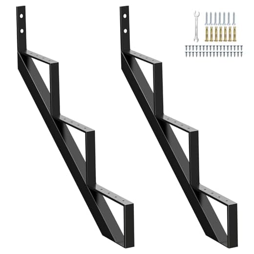 Zwinz Steel Stair Stringer 3 Step, Metal Stair Stringers for Deck Height 27 inches, Steel Stair Step Riser for Outside Stairs（2Pack)