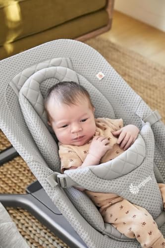 Image of Ergobaby Evolve 3-in-1 Bouncer, Adjustable Multi-Position Baby Bouncer Seat with Newborn Insert, Head-Hip Support, Ergonomic & Lightweight Rocking Chair, Folds Flat for Storage, 2-13 Kgs, 0-2 Years