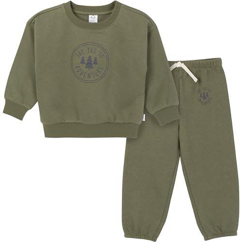 Image of Gerber baby-boys Baby Boys Toddler 2-piece Fleece Sweatshirt and Jogger Set