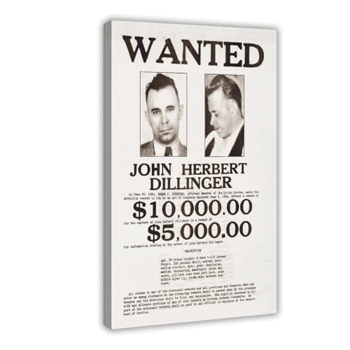 Impression sur toile de John Dillinger pour habiller un mur vide sans percer de gros trous de cadre