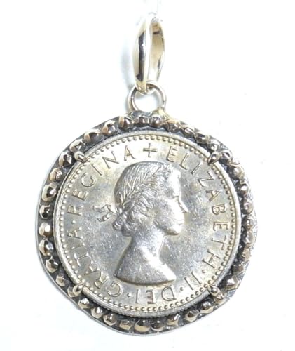 【碌山】6ペンス・コインのシルバーペンダント エリザベス２世(1962・67年） (1967)