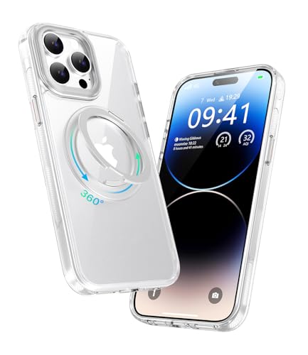 Image of for iPhone 14 Pro Case, Compatible with MagSafe, Slim Shockproof Military-Grade Rugged Protective Case with Stand, Camera Control, Comfort Grip (C-Clear, iPhone 14 Pro)