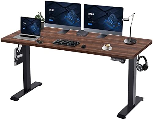 Devoko Electric Standing Desk Height Adjustable Standing Desk 160x80cm Sit Stand Desk with Wood Desktop Heavy Duty Steel Stand Up Desk Automatic 4-Memory Smart Keyboard(Rustic Brown Desktop)