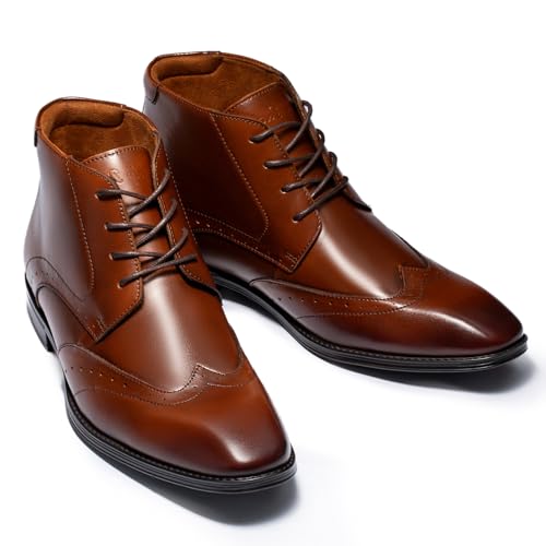 Image of Holy dove Mens Dress Boots, Premium Leather Oxford Chukka in, Non-Slip Waterproof Business Boots for Men