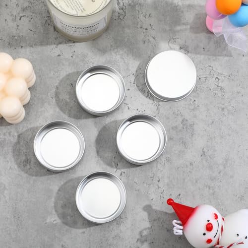 50-Pack Silver 1 oz Aluminum Tin Jars with Screw Lids – Refillable Cosmetic Containers for Lip Balm, Creams, Candles & DIY Crafts4