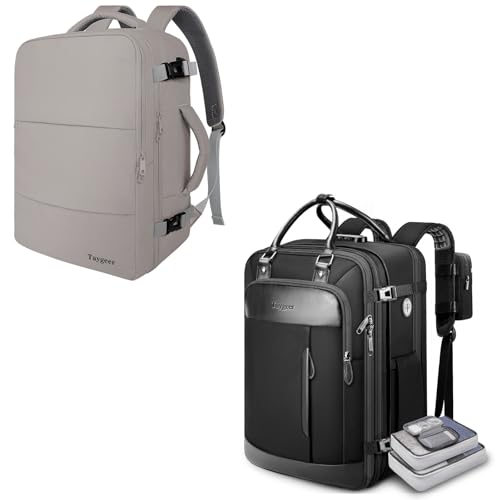 Taygeer Expandable Personal Item Travel Backpack Bag with 4 Packing Cubes & Shoe Compartment & Laptop Backpack Purse for Women