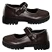French Toast Girls Round Toe Ankle Strap Maryjane School Shoes - Mary Jane Chunky Platform Oxford Dress Shoe Pumps - Brown (Size 12 Little Kid)