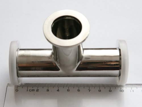 3-Way Tee, NW/KF-25 Flange, Vacuum Fitting, Stainless Steel