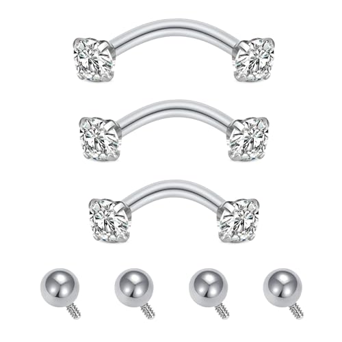 QWALIT Rook Piercing Jewelry Rook Earrings Internally Threaded Eyebrow Piercing Jewelry Eyebrow Rings Eyebrow Piercing Surgical Steel 16g Vertical Labret Lip Jewelry