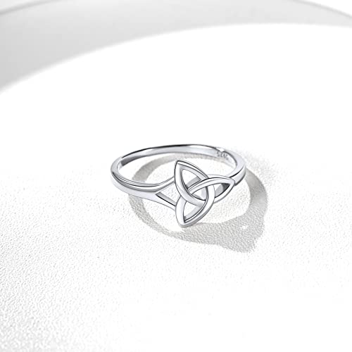 Chicsilver 925 Sterling Silver Ring For Women Triquetra Celtic Knot Promise Ring Simple Classic Irish Eternity Wedding Band Size 8 #TOP7
