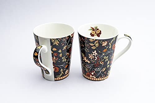 Image of GOLDEN QUEEN'S Mugs Set of 2 for Coffee, Tea, Milk - Ideal for Your Daily Beverage Ritual, Hosting & Casual Gatherings - Enchanted Night Garden
