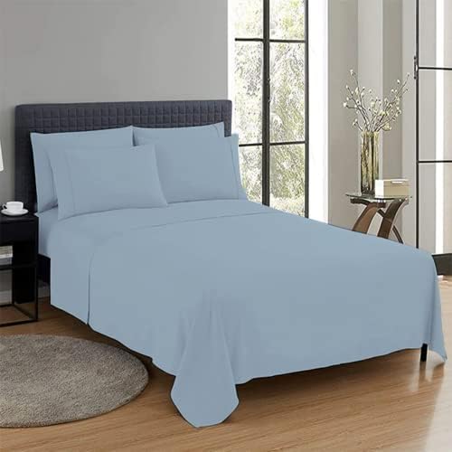 CHARKHAH Polycotton Flat Sheets with Single Double King Size Bed Ultra Soft Plain Top Sheet Dyed in Trendy Colors Hotel Collection Sheets Ideal for Winter & Summer Bedding (Black, Single)