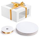 LEBON Cake Boxes 15 pack – 10 x 10 x 5 Inch White Glossy Cardboard Boxes - Durable Bakery Boxes with Window - Oil Proof Laminated Cake Container – Convenient Opening 10 Inch Cake Box