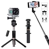 YOKKAO Upgraded Waterproof Selfie Stick Tripod Selfie Stick for Go Pro with Wireless Remote Control Selfie Stick for Gopro Compatible with Bluetooth Enabled Smartphones, Gopro, Digital Cameras