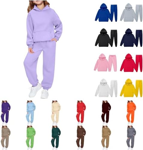 Toddler Girls Boys Sweatsuit Soild 2 Piece Sweatsuits for Teens Kids Sweatshirts and Jogger Sweatpants Sweat Sets