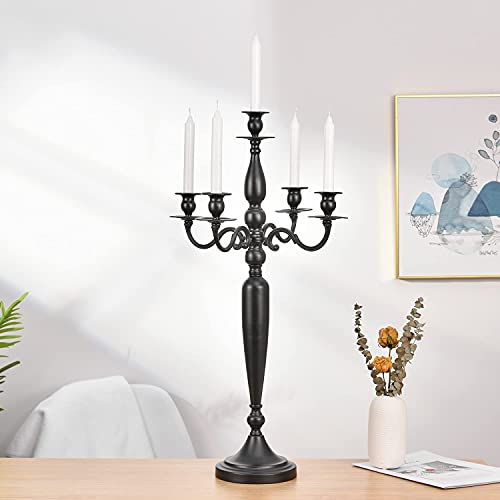 Vincidern Black 5 Arm Candelabra Candle Holder Centerpiece For Table, Wedding, Dinner Party Halloween, Formal Event Centerpiece Candlesticks Holder (28.5 Inch Tall) #TOP6