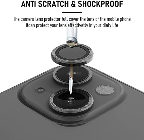Image of 2-Pack For iPhone 13 /13 Mini Camera Lens Protector, 9H Tempered Glass + Aluminum Alloy Ring Cover Camera Protector-Red