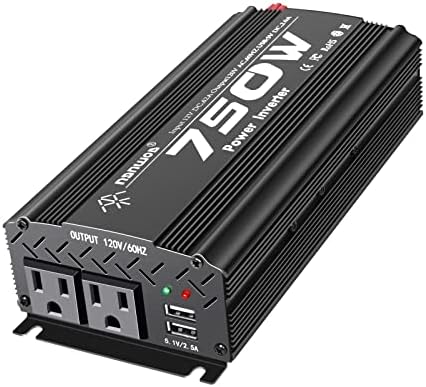 NGNWOB 750W Inverter Car Inverter 12V to 110V dc to ac Power Inverter for car Vehicle Travel Camping Power Converter Car Adapter with 2 AC Outlets 2USB Ports