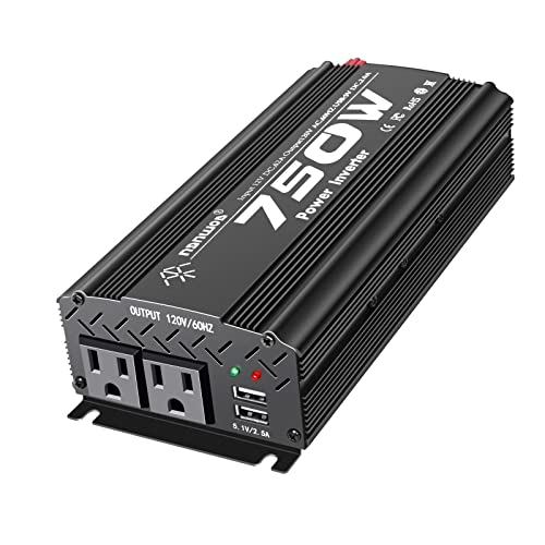 Ngnwob 750W Inverter Car Inverter 12V To 110V Dc To Ac Power Inverter For Car Vehicle Travel Camping Power Converter Car Adapter With 2 Ac Outlets 2Usb Ports #TOP30