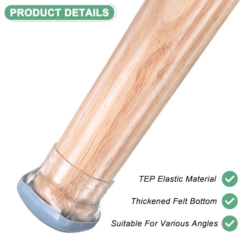 Image of M METERXITY 24-Pack Chair Leg Floor Protectors, 1 inch-1.25 inch Elastic Rubber and Plastic Square PTFE Furniture Pads for Chairs /Tables in Hardwood Floors /Tile Floors, Leg Covers [Transparent Blue]