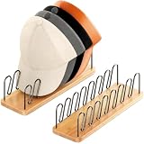 UdoUto Hat Organizer for Baseball Caps, 2 Pack Wood & Metal Hat Rack
