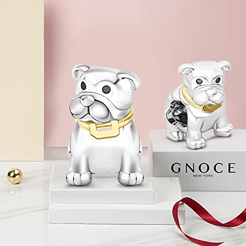 Image of GNOCE Pet Dog Bead Charm for Women,Silver Charms Necklace Bracelet for Her, Jewelry Gift