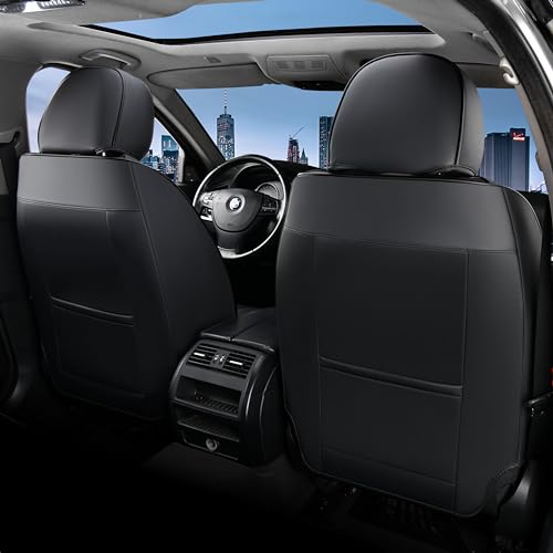 Image of FLORICH Seat Covers Full Set,Leather Seat Covers, Front and Rear Seat Cover 5 Seats, Waterproof Car Seat Cushion Protector Accessories for Sedan SUV Pick-up Truck(Black, Full Set)