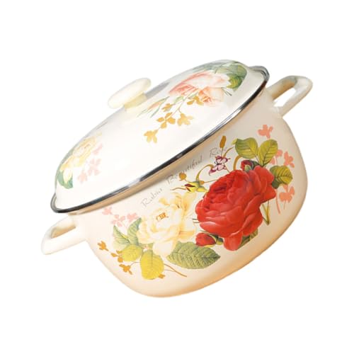 ULTECHNOVO 1Pieza Olla de Estofado Retro de Olla de Sopa Esmaltada con Diseño para Cocina de Limpiar y Duradera
