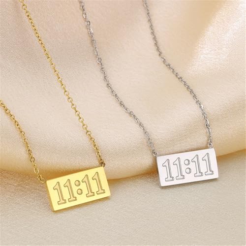 OIDIMS Unique 11:11 Square Shape Pendant Necklace for Women Men's 18k Gold Plated Dainty Angel Number Choker Necklaces Adjustable Chain Personalization Lucky Numerology Jewelry Meaningful Gifts3