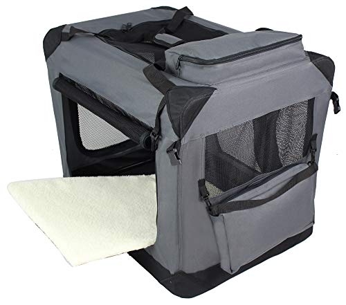 EliteField 3-Door Soft Dog Crate with Bed & Carrying Bag (2-Year Warranty) | 3 Mesh Doors, Steel Frame, Removable & Washable Crate Cover and Bed Cover, Storage Pockets, Indoor/Outdoor, Foldable - Image 3