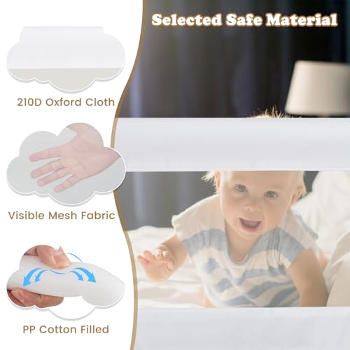 Image of BABY JOY Double Sided Bed Rail Guard, 2 Pack, Extra Long, Swing Down for Convertible Crib, Folding Baby Safety Bedrail for Kids Twin Full Size Queen King Mattress, Rails for Toddlers (White, 71 inch)