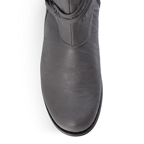 Journee Collection Women's Harley Extra Wide Calf Stacked Heel Riding Boots - Grey - 113