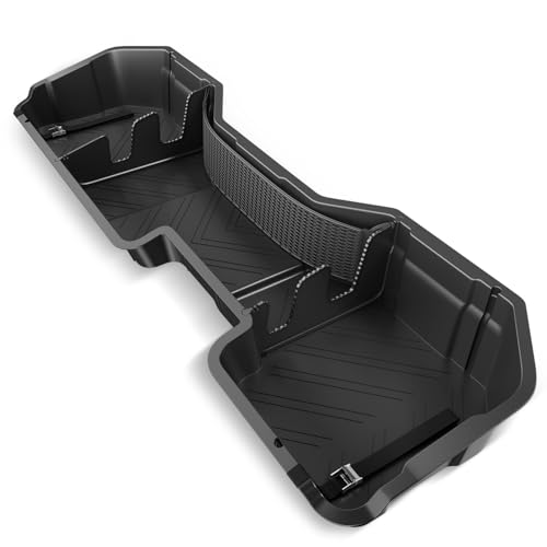 Rear Under Seat Tool Cargo Storage Box Organizer Tray Compatible with Chevy Silverado GMC Sierra 1500 2500HD 3500HD Crew Cab Pickup 2007-2019, Lightweight Design, Glossy Black