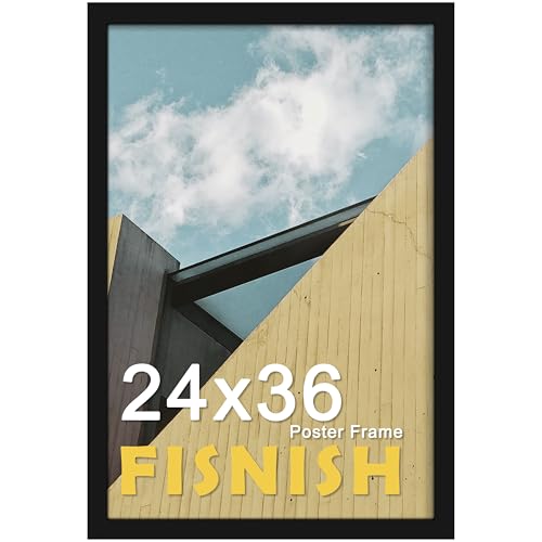 Fisnish 24x36 Poster Frame Black, Poster Frames 24 x 36 inches or 24x36 Picture Frames with HD Plexiglass Durable and Scratch-proof for Horizontal or Vertical Wall Mounting, 1 Pack