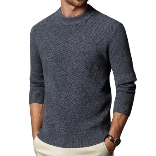 Men's Mock Turtleneck Pullover Sweater 100% Wool Casual Basic Knitted Thermal Sweaters