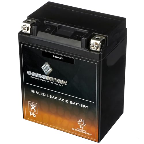 Image of CB CHROMEBATTERY 14A-A2 12V 190 CCA AGM - Maintenance-Free 15 Ah Battery for ATV, UTV, Motorcycle, Scooter & Jet Ski - T3 Terminal - Replaces YTX14AH-BS - Fits Polaris Sportsman 570, Honda Rancher