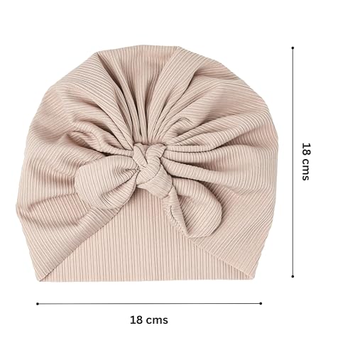 Image of THE LITTLE LOOKERS Turban Cap | Turban Knot Bow Cap | Turban Cap for New Born Kids | Cap for Baby Girl |Cap for Baby Boy | Baby Flower Turban Cap